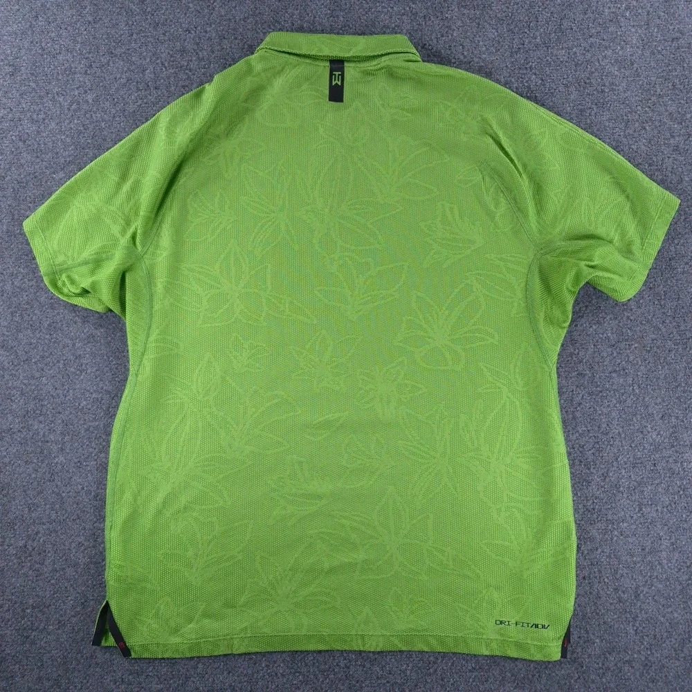 Nike Tiger Woods Collection Dri-FIT ADV Golf Polo Green Floral Mens Large L